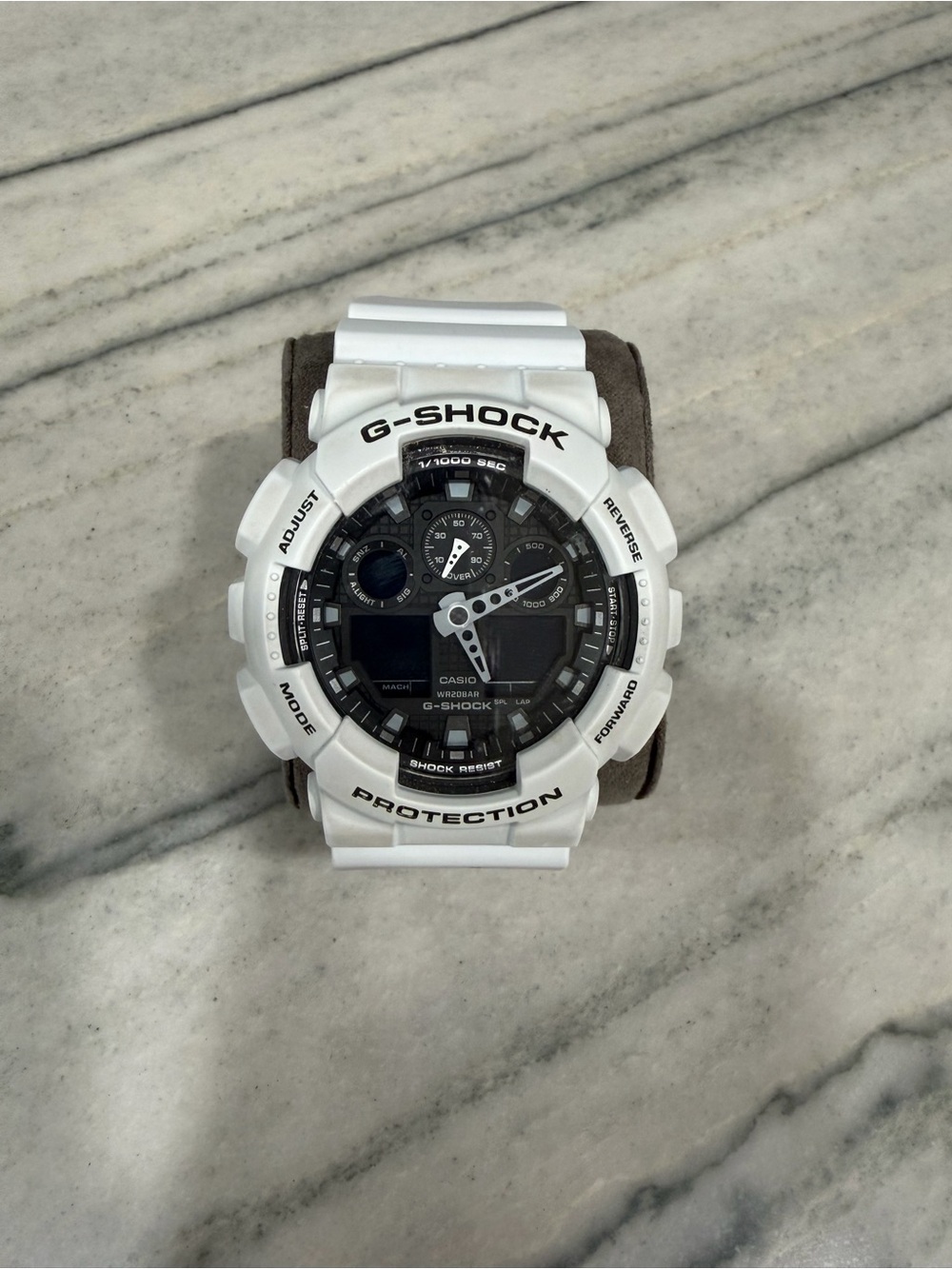 Casio White and Black G-Shock Shock Resist Watch Back